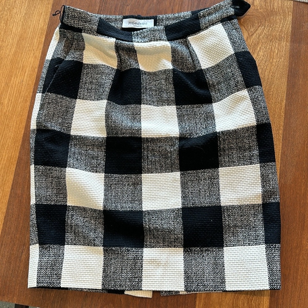 YSL checkered pencil skirt
